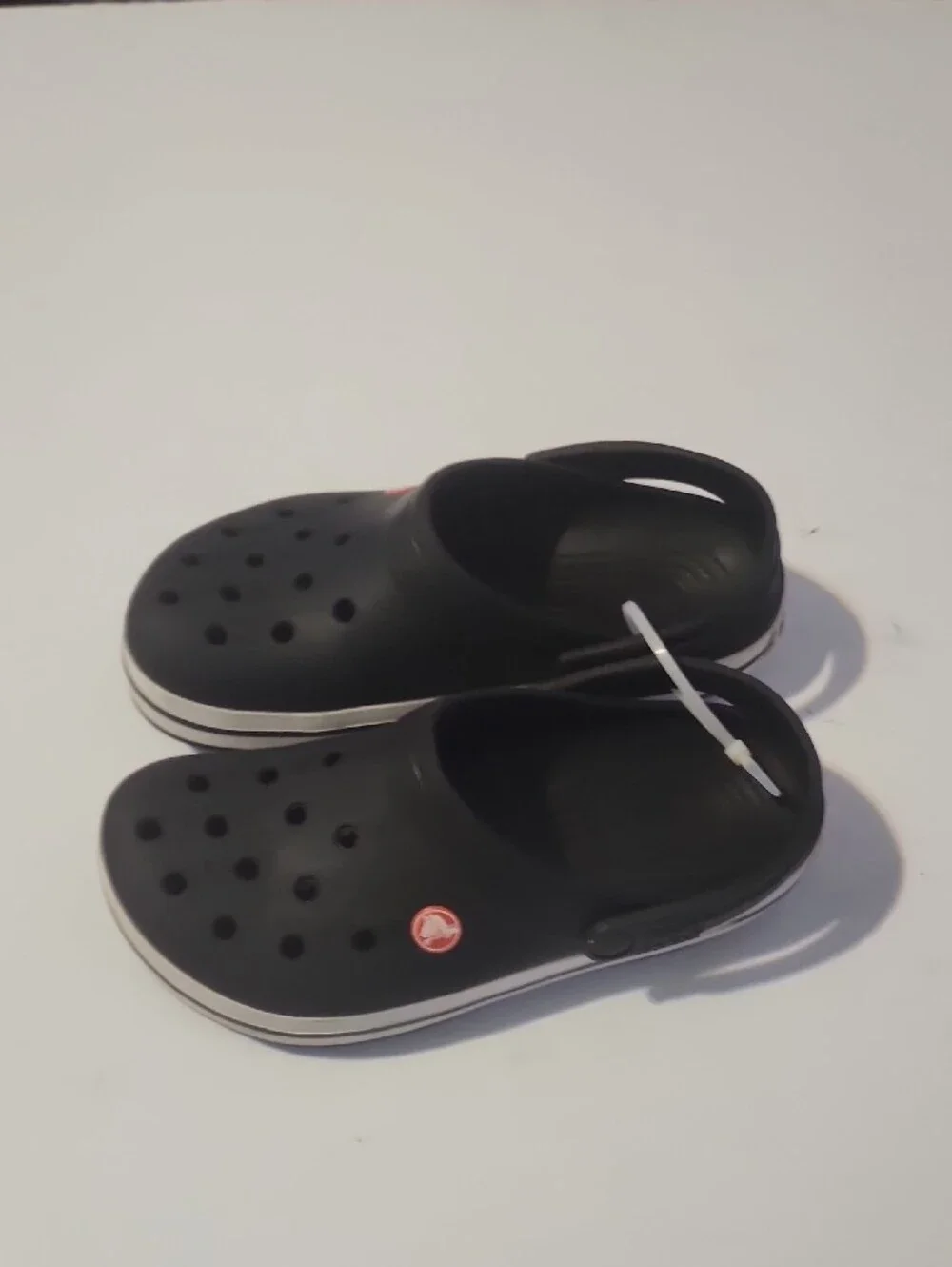 CROCS Kids Black Clog Sandals with White Trim. New Without Box